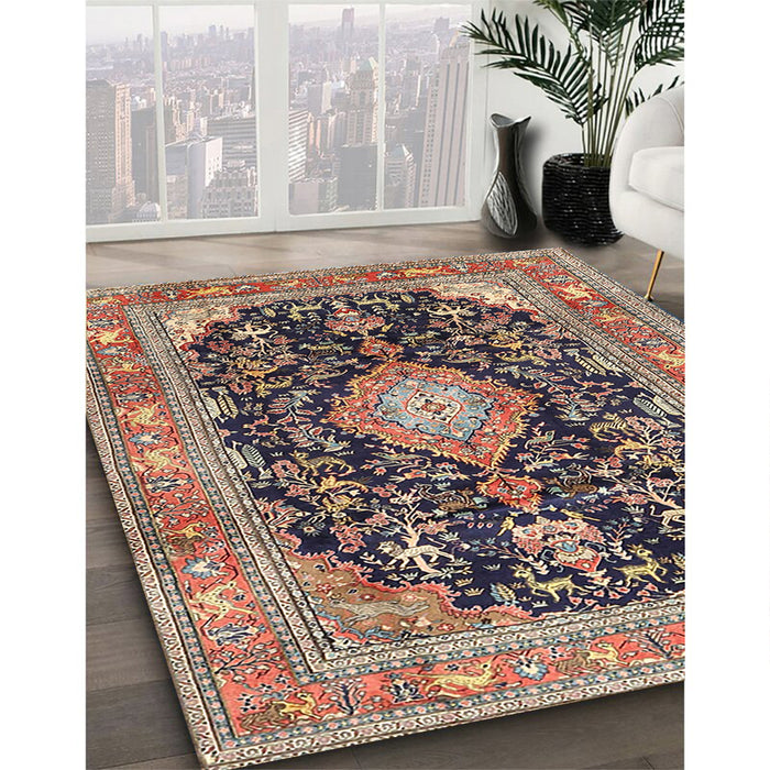 Traditional Red Brown Persian Rug in Family Room, tr4416