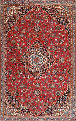 Machine Washable Traditional Orange Salmon Pink Rug, wshtr4419