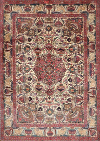 Machine Washable Traditional Brown Red Rug, wshtr441