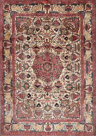 Traditional Brown Red Medallion Rug, tr441