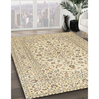 Traditional Khaki Gold Medallion Rug, tr4420