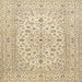 Square Traditional Khaki Gold Medallion Rug, tr4420