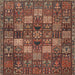 Round Machine Washable Traditional Orange Salmon Pink Rug, wshtr4422