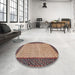 Round Machine Washable Traditional Vermilion Red Rug in a Office, wshtr4423