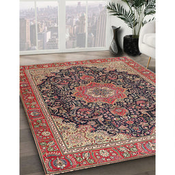 Traditional Saffron Red Medallion Rug in Family Room, tr4424