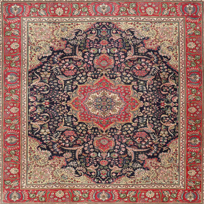 Round Machine Washable Traditional Saffron Red Rug, wshtr4424