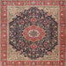 Round Machine Washable Traditional Saffron Red Rug, wshtr4424