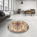 Round Machine Washable Traditional Chestnut Brown Rug in a Office, wshtr4425