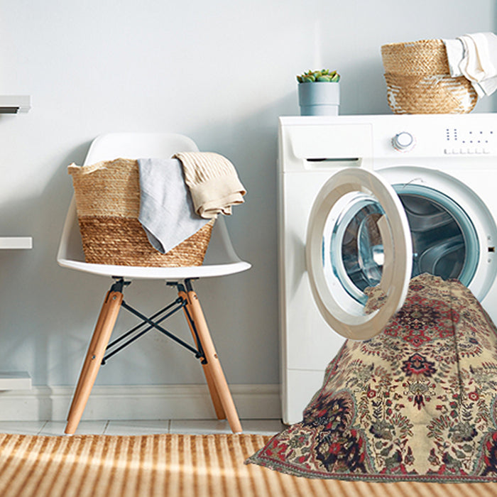 Machine Washable Traditional Chestnut Brown Rug in a Washing Machine, wshtr4425