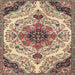 Square Traditional Chestnut Brown Medallion Rug, tr4425