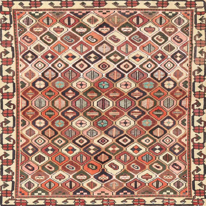 Square Traditional Brown Red Persian Rug, tr4426