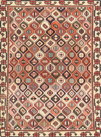 Machine Washable Traditional Brown Red Rug, wshtr4426