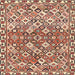 Round Machine Washable Traditional Brown Red Rug, wshtr4426