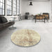 Round Machine Washable Traditional Gold Rug in a Office, wshtr4427