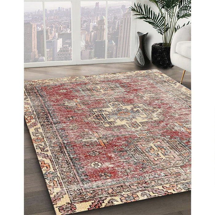 Traditional Dark Gold Brown Persian Rug in Family Room, tr4428