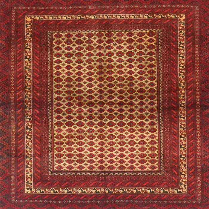 Round Machine Washable Traditional Red Rug, wshtr4429