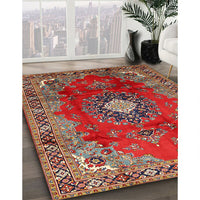 Traditional Orange Salmon Pink Medallion Rug, tr442