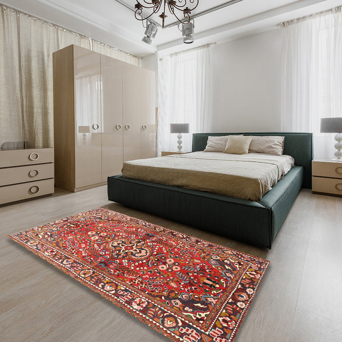 Traditional Light Copper Gold Persian Rug in a Bedroom, tr4431