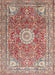 Machine Washable Traditional Brown Red Rug, wshtr4432