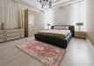Machine Washable Traditional Brown Red Rug in a Bedroom, wshtr4432
