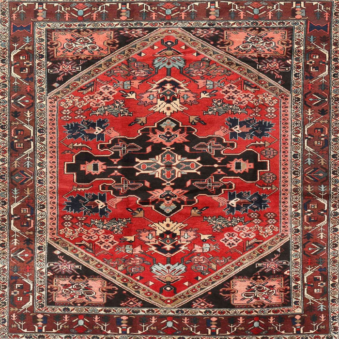 Square Traditional Saffron Red Persian Rug, tr4434