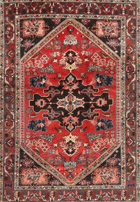 Machine Washable Traditional Saffron Red Rug, wshtr4434