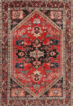 Machine Washable Traditional Saffron Red Rug, wshtr4434