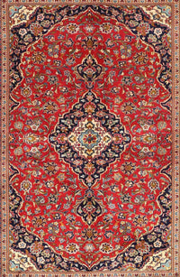 Machine Washable Traditional Tomato Red Rug, wshtr4437