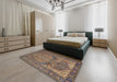 Machine Washable Traditional Dark Brown Rug in a Bedroom, wshtr4439