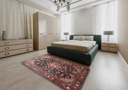 Traditional Camel Brown Medallion Rug in a Bedroom, tr443