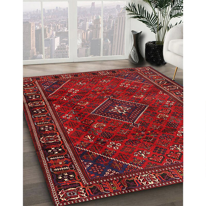 Traditional Brown Red Persian Rug in Family Room, tr4440