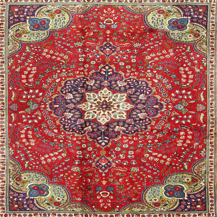Round Machine Washable Traditional Red Rug, wshtr4441