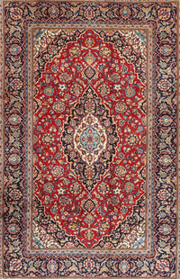 Machine Washable Traditional Saffron Red Rug, wshtr4443