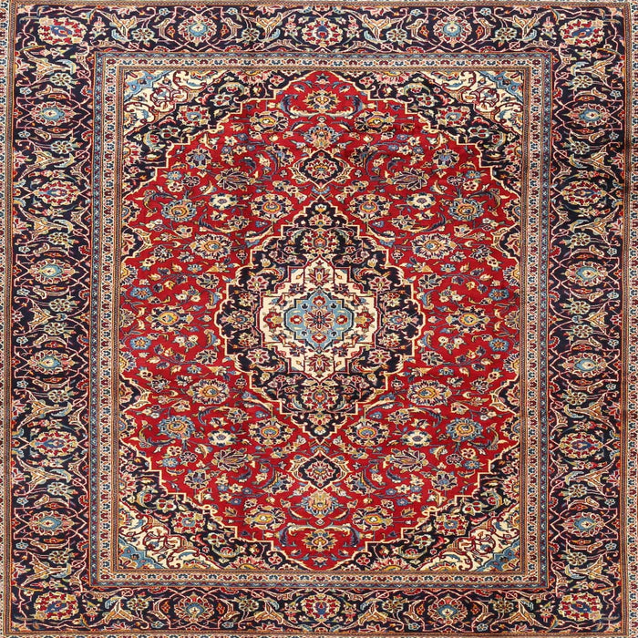 Square Traditional Saffron Red Medallion Rug, tr4443