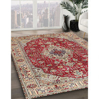 Traditional Fire Brick Red Medallion Rug, tr4445