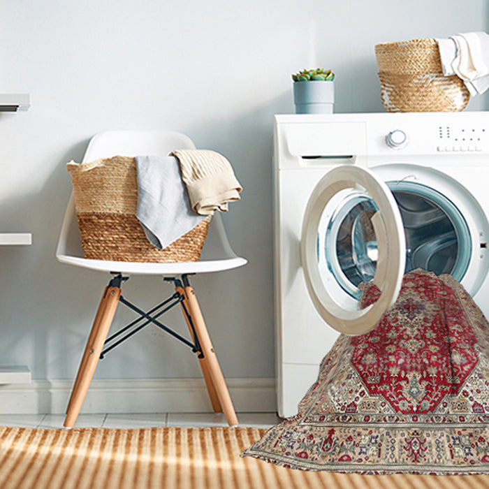 Machine Washable Traditional Fire Brick Red Rug in a Washing Machine, wshtr4445