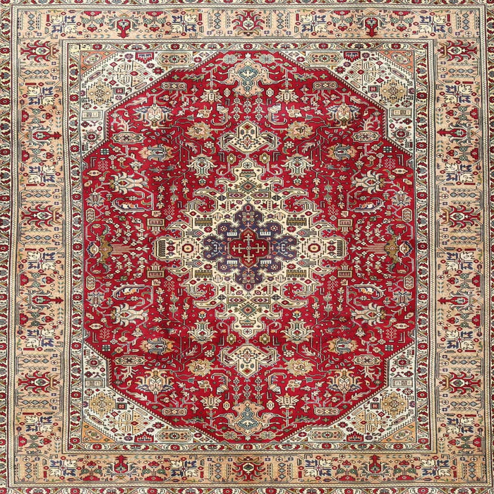 Square Traditional Fire Brick Red Medallion Rug, tr4445