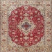 Square Traditional Fire Brick Red Medallion Rug, tr4445