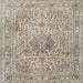 Square Traditional Desert Sand Beige Medallion Rug, tr4446