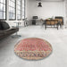 Round Traditional Chestnut Red Persian Rug in a Office, tr4447