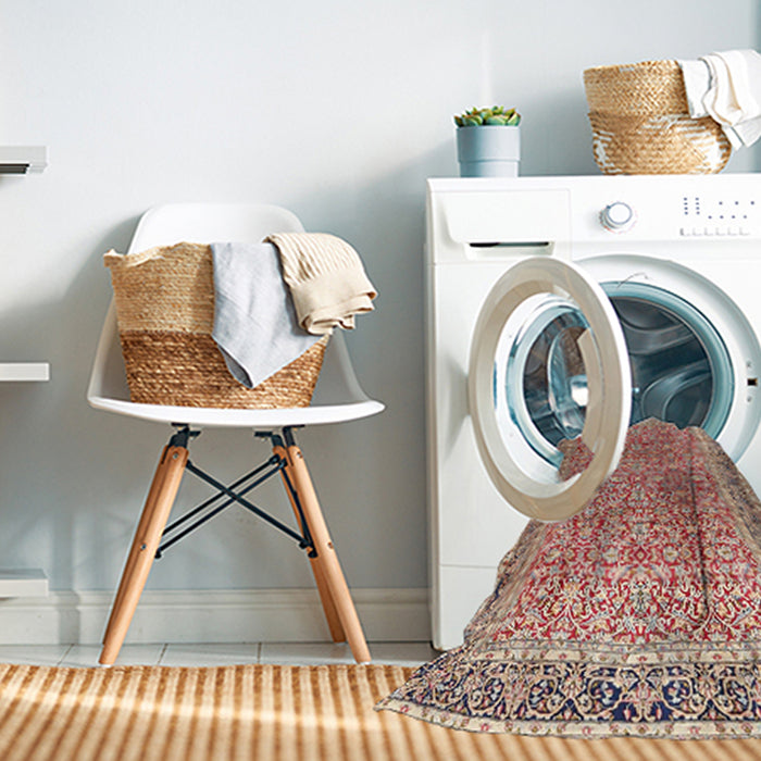 Machine Washable Traditional Chestnut Red Rug in a Washing Machine, wshtr4447