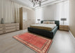 Machine Washable Traditional Tangerine Pink Rug in a Bedroom, wshtr4448