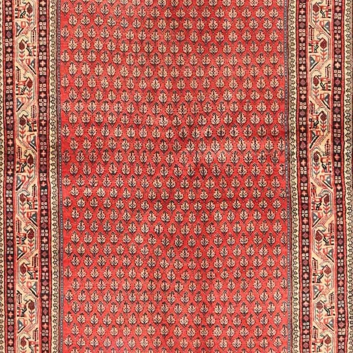 Machine Washable Traditional Tangerine Pink Rug, wshtr4448