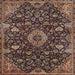 Square Traditional Orange Salmon Pink Medallion Rug, tr444