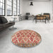 Round Machine Washable Traditional Brown Rug in a Office, wshtr4450