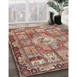 Traditional Brown Red Medallion Rug in Family Room, tr4451