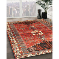 Traditional Orange Brown Medallion Rug, tr4452