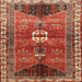 Round Machine Washable Traditional Orange Brown Rug, wshtr4452