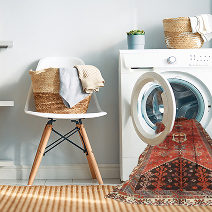 Machine Washable Traditional Orange Brown Rug in a Washing Machine, wshtr4452