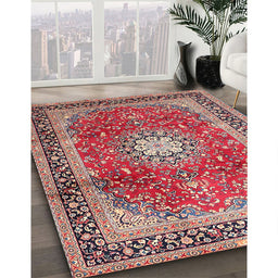 Traditional Fire Brick Red Persian Rug in Family Room, tr4453